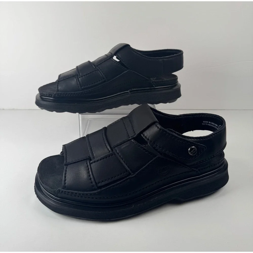 Dr. Martens Fisherman Sandals‎ Black Leather Woven Mens Size 11 Y2K 9070